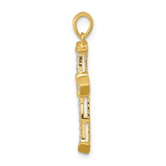 14k Yellow Gold 16 Ct Lab Grown Diamond VSSI G Cross Pendant Goldia Necklaces