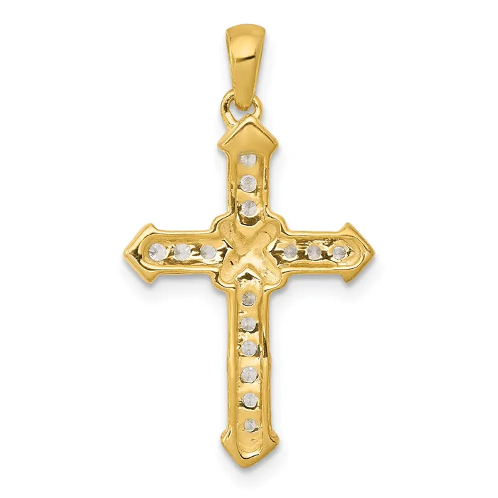 14k Yellow Gold 16 Ct Lab Grown Diamond VSSI G Cross Pendant Goldia Necklaces