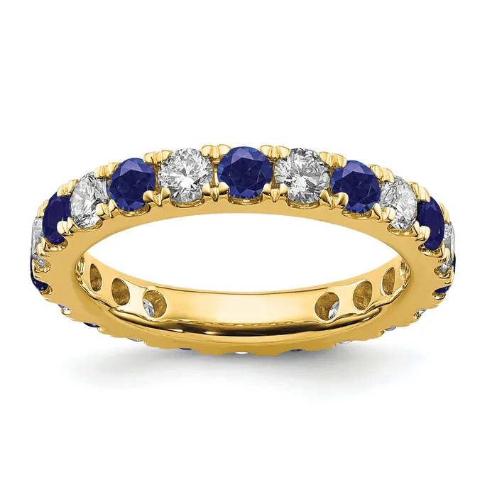 14k Yellow Gold 1 Ct Lab Grown Diamond VSSI G and Lab Created Blue Sapphire Eternity Band Ring Goldia Rings 14k Yellow Gold 1 Ct Lab Grown Diamond VSSI G and Lab Created Blue Sapphire Eternity Band Ring Goldia Rings