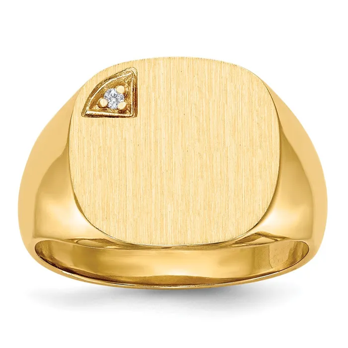 14K Yellow Gold 150x150mm Closed Back A Real Diamond Mens Signet Ring Goldiacom Rings 14K Yellow Gold 150x150mm Closed Back A Real Diamond Mens Signet Ring Goldiacom Rings