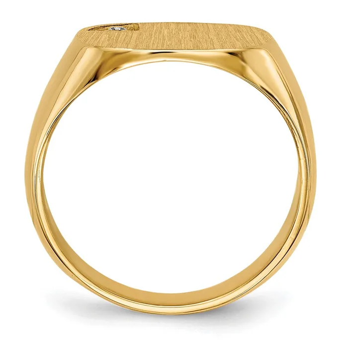 14K Yellow Gold 150x150mm Closed Back A Real Diamond Mens Signet Ring Goldiacom Rings