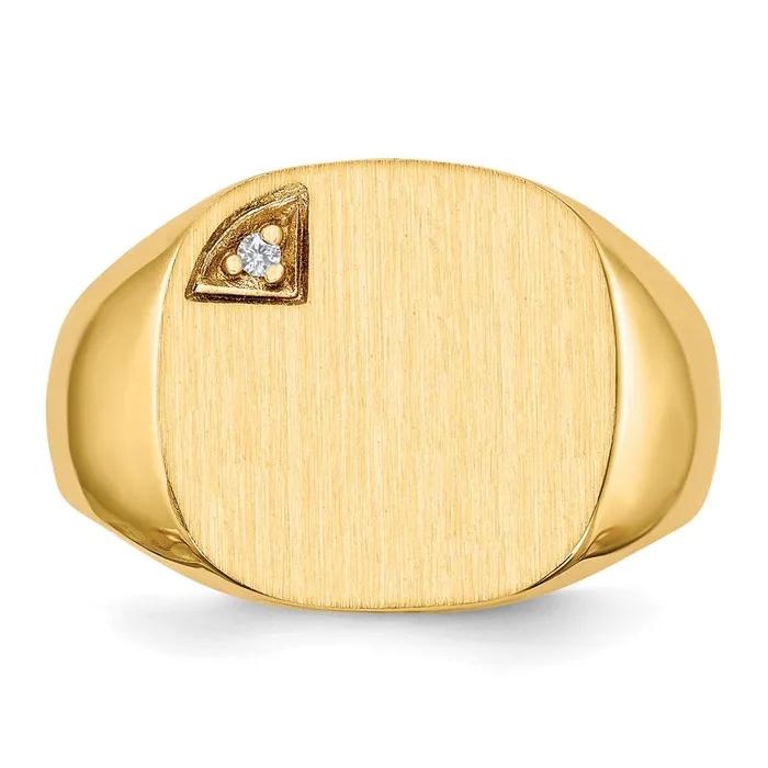 14K Yellow Gold 150x150mm Closed Back A Real Diamond Mens Signet Ring Goldiacom Rings