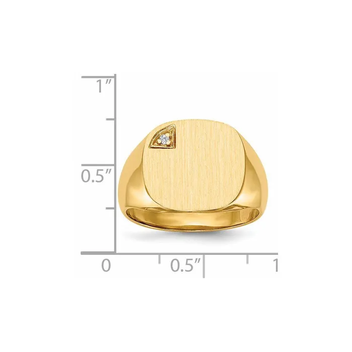 14K Yellow Gold 150x150mm Closed Back A Real Diamond Mens Signet Ring Goldiacom Rings