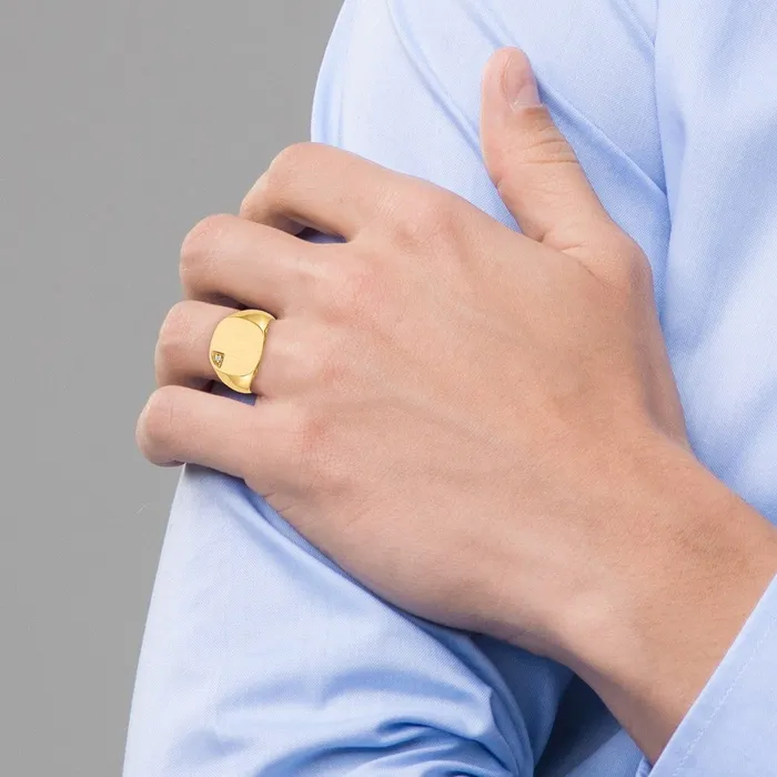 14K Yellow Gold 150x150mm Closed Back A Real Diamond Mens Signet Ring Goldiacom Rings