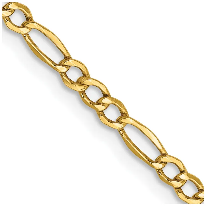14K Yellow Gold 16 inch 25mm SemiSolid Figaro with Lobster Clasp Chain Necklace MDS Necklaces 14K Yellow Gold 16 inch 25mm SemiSolid Figaro with Lobster Clasp Chain Necklace MDS Necklaces