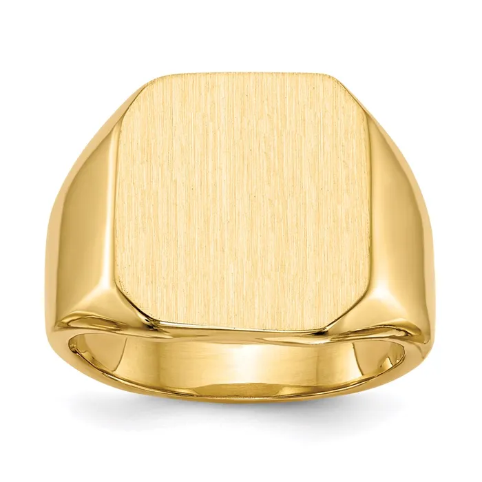 14K Yellow Gold 170x150mm Closed Back Mens Signet Ring Goldia Rings