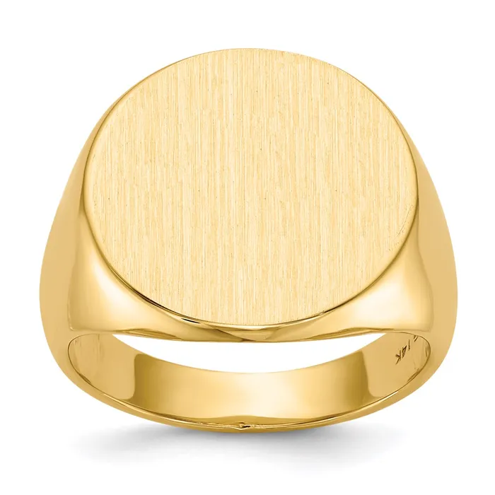 14K Yellow Gold 175x180mm Closed Back Mens Signet Ring Goldia Rings