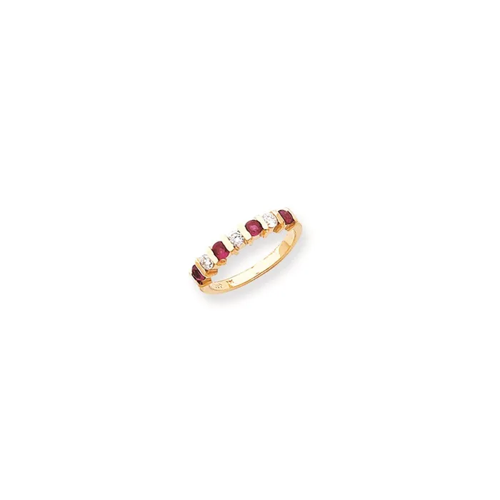 14k Yellow Gold 275mm Ruby A Diamond Anniversary Band Goldia Rings