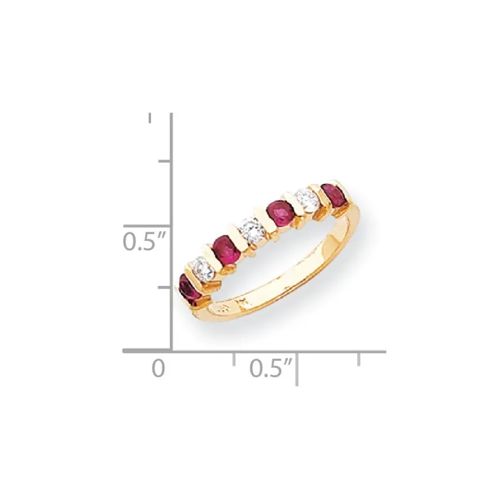 14k Yellow Gold 275mm Ruby A Diamond Anniversary Band Goldia Rings