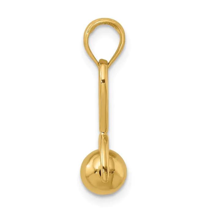 14k Yellow Gold 3D Baby Rattle with Moveable Ball Charm Goldia Charm Necklaces