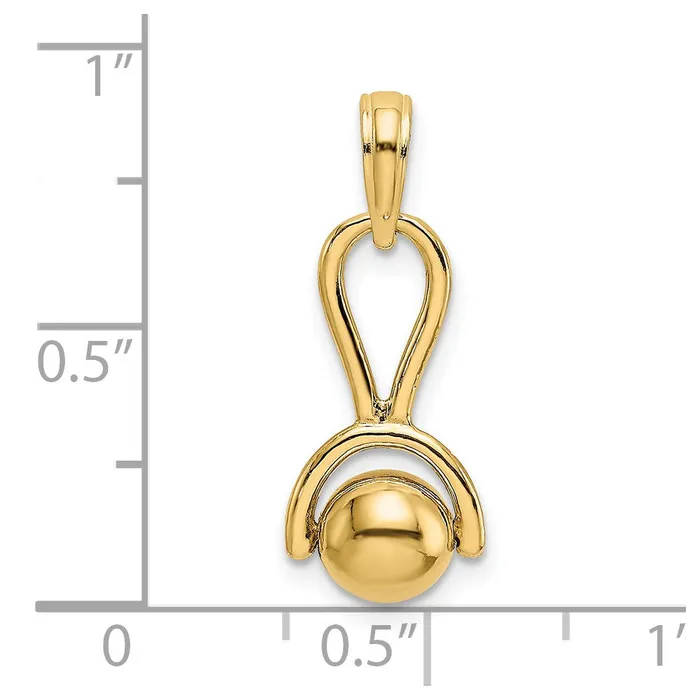 14k Yellow Gold 3D Baby Rattle with Moveable Ball Charm Goldia Charm Necklaces