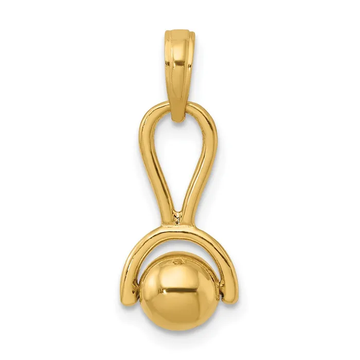 14k Yellow Gold 3D Baby Rattle with Moveable Ball Charm Goldia Charm Necklaces