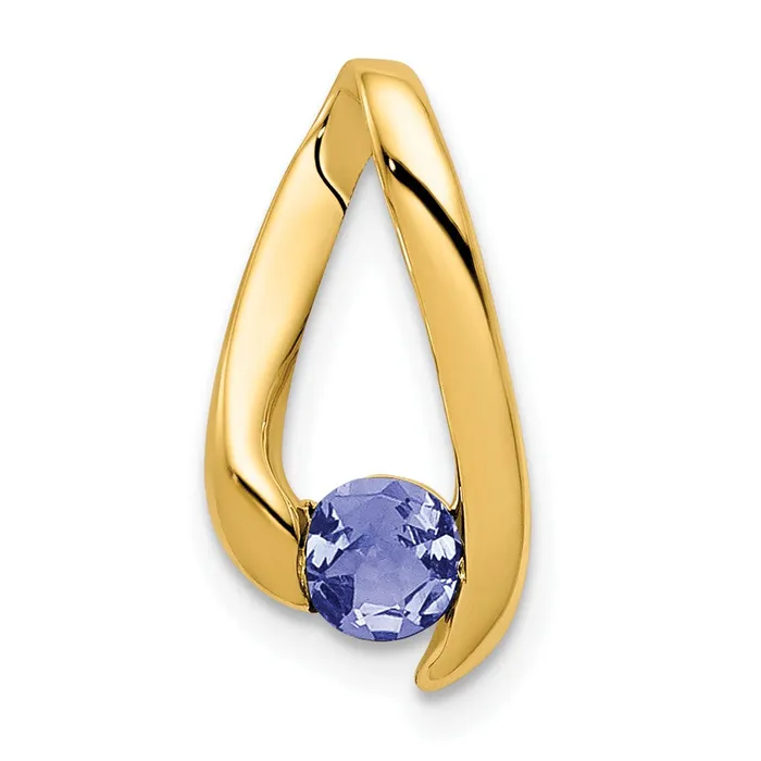 14k Yellow Gold 4mm Tanzanite pendant Goldia PreStyled Sets