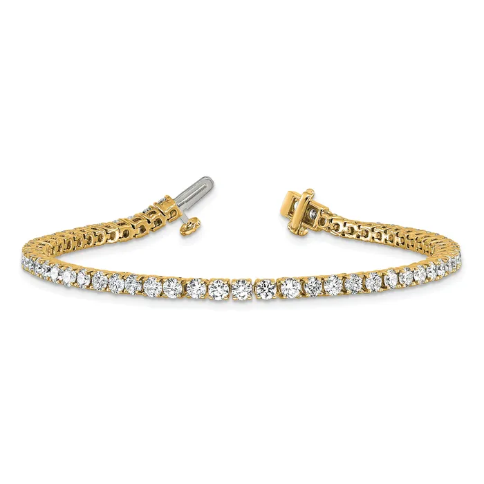 14k Yellow Gold 5 Ct Lab Grown Diamond VSSI G Tennis Bracelet Goldia Bracelets