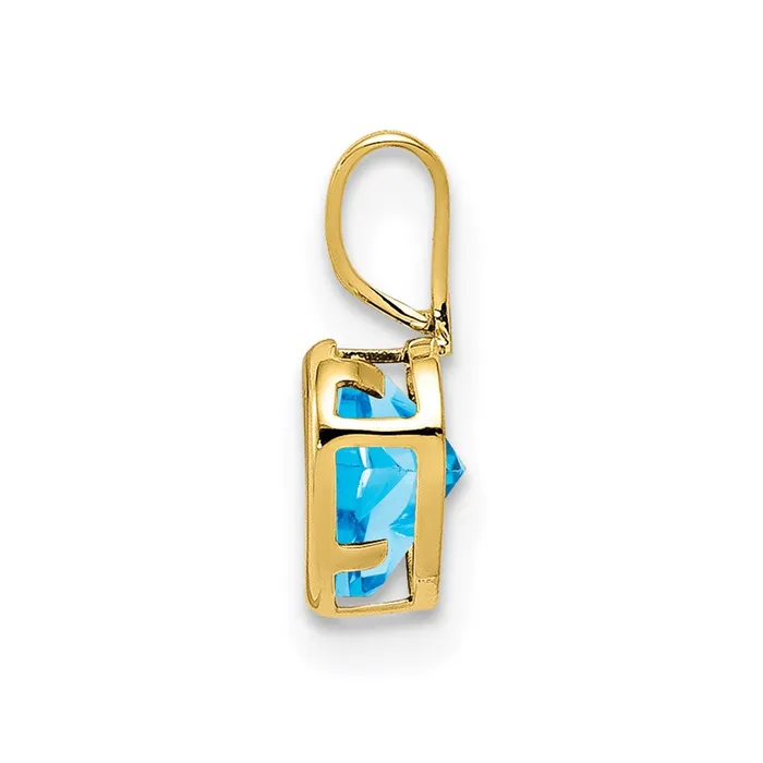 14K Yellow Gold 5mm Heart Blue Topaz Bezel Pendant Goldia Necklaces
