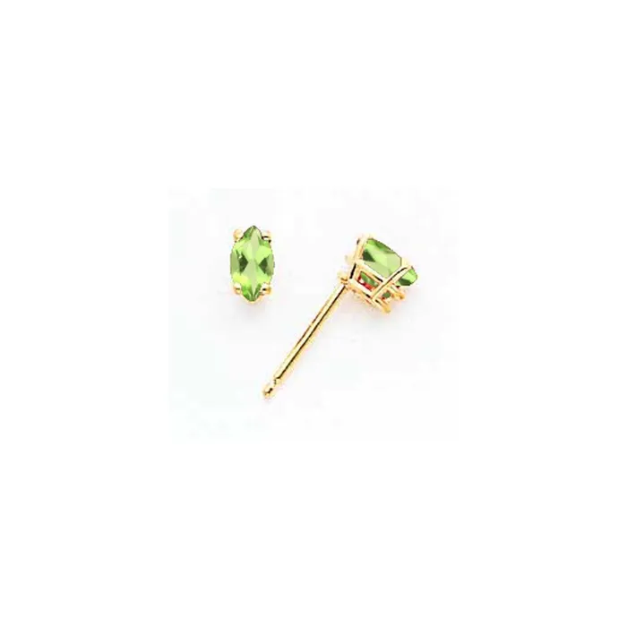 14k Yellow Gold 5x25mm Marquise Peridot Earrings Goldia Earrings