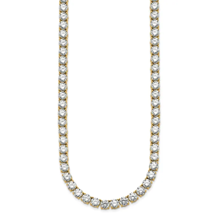 14k Yellow Gold 68 14 Ct Lab Grown Diamond VSSI G Round 22 inch Straight Tennis Necklace Goldia Necklaces