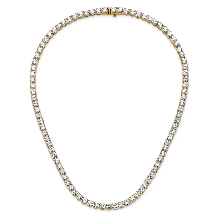 14k Yellow Gold 68 14 Ct Lab Grown Diamond VSSI G Round 22 inch Straight Tennis Necklace Goldia Necklaces