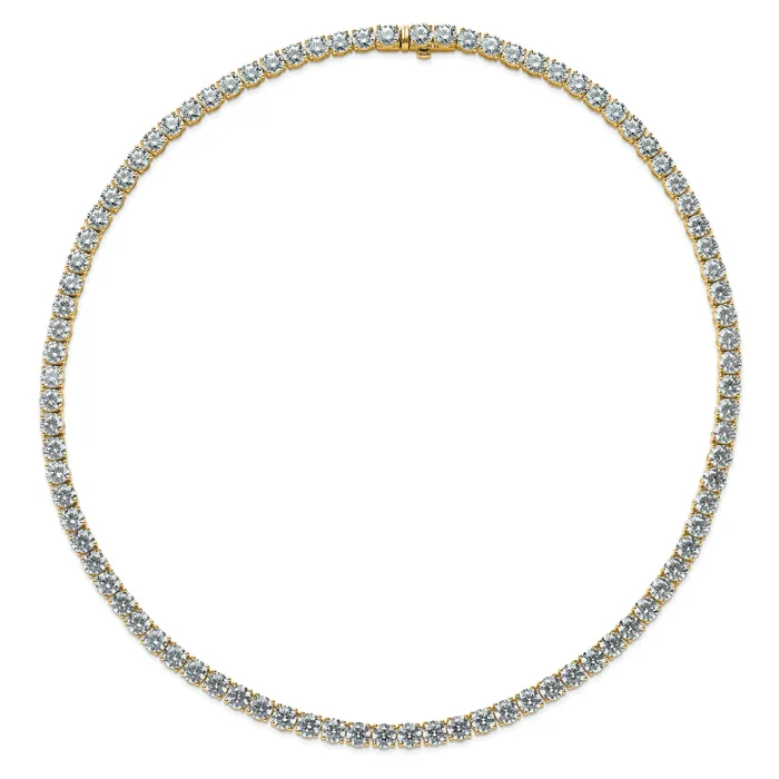 14k Yellow Gold 68 14 Ct Lab Grown Diamond VSSI G Round 22 inch Straight Tennis Necklace Goldia Necklaces
