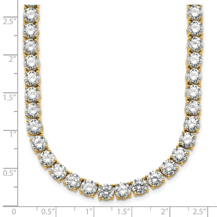 14k Yellow Gold 68 14 Ct Lab Grown Diamond VSSI G Round 22 inch Straight Tennis Necklace Goldia Necklaces