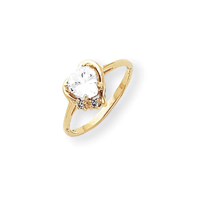 14k Yellow Gold 6mm Heart Cubic Zirconia A Diamond ring Goldia Rings
