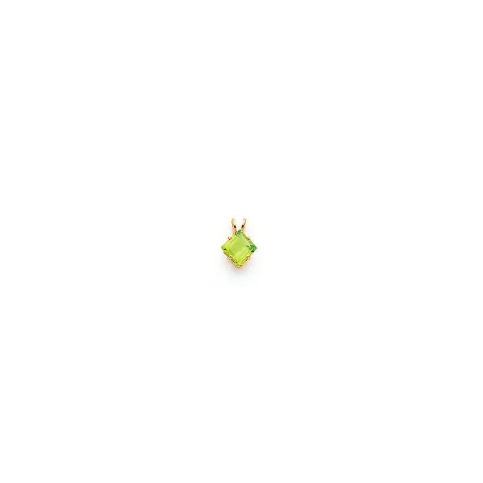 14K Yellow Gold 6mm Princess Cut Peridot pendant Goldia Necklaces