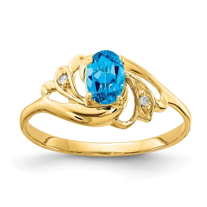 14K Yellow Gold 6x4mm Oval Blue Topaz Checker VS Real Diamond ring Goldiacom Rings 14K Yellow Gold 6x4mm Oval Blue Topaz Checker VS Real Diamond ring Goldiacom Rings