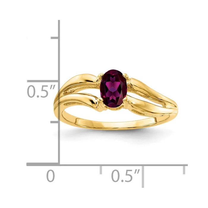 14k Yellow Gold 6x4mm Oval Rhodolite Garnet ring Goldia Rings