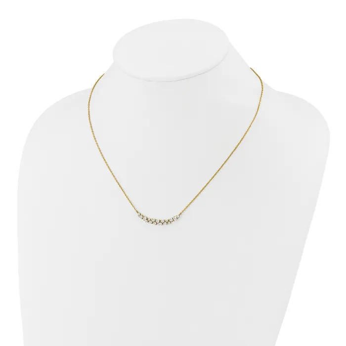14k Yellow Gold 78 Ct Lab Grown Diamond VSSI G 1775 inch Fancy Bar Necklace Goldia Necklaces