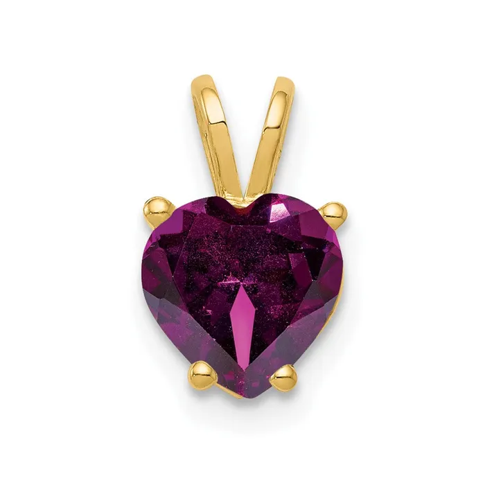 14k Yellow Gold 7mm Heart Rhodolite Garnet pendant Goldia Necklaces