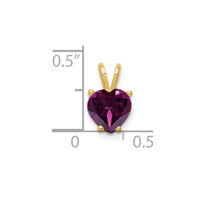 14k Yellow Gold 7mm Heart Rhodolite Garnet pendant Goldia Necklaces