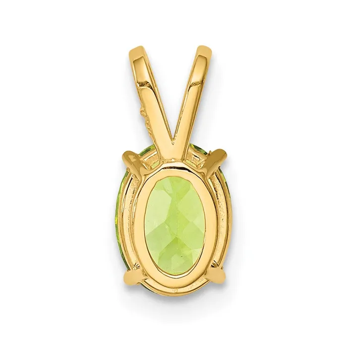 14K Yellow Gold 8x6mm Oval Peridot Checker pendant Goldia Necklaces