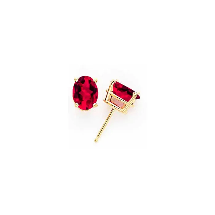 14k Yellow Gold 8x6mm Oval Ruby Earrings Goldia Earrings