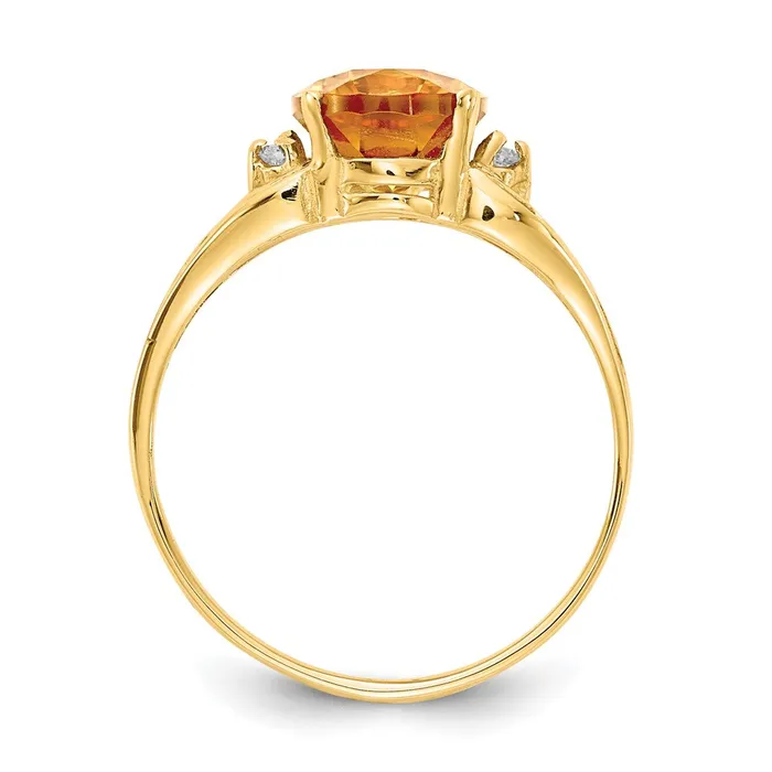 14K Yellow Gold 9x7mm Oval Citrine Checker AA Real Diamond ring Goldiacom Rings