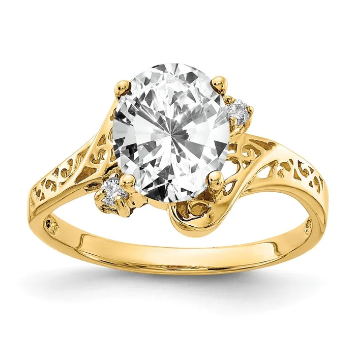 14K Yellow Gold 9x7mm Oval Cubic Zirconia AAA Real Diamond ring Goldiacom Rings 14K Yellow Gold 9x7mm Oval Cubic Zirconia AAA Real Diamond ring Goldiacom Rings