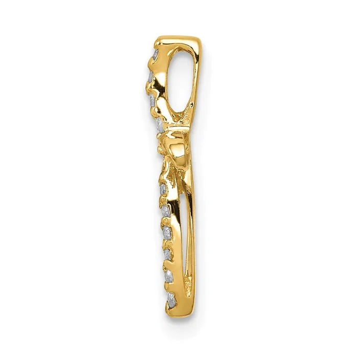 14K Yellow Gold AA Real Diamond Cross Pendant Goldia Necklaces