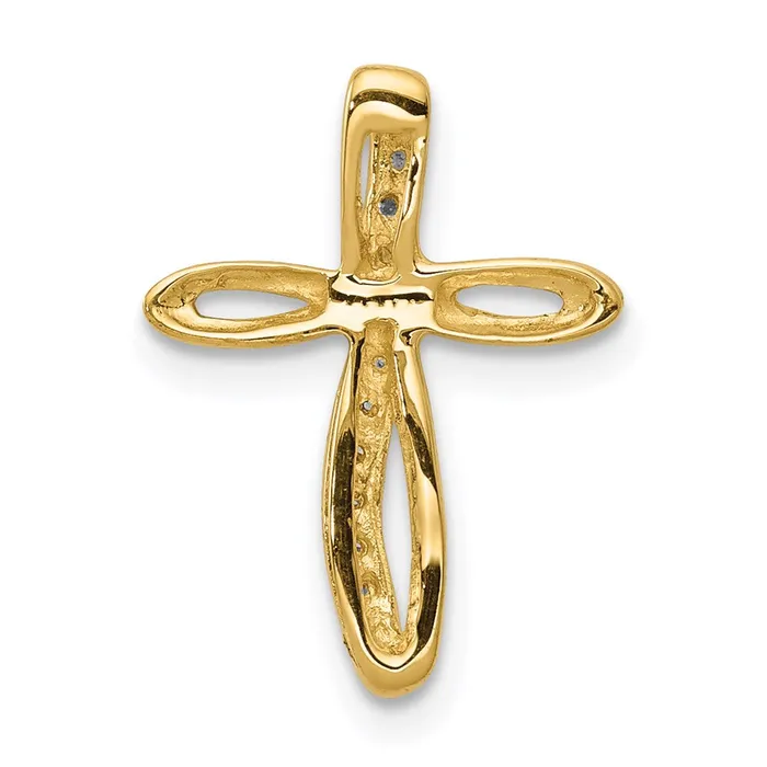 14K Yellow Gold AA Real Diamond Cross Pendant Goldia Necklaces