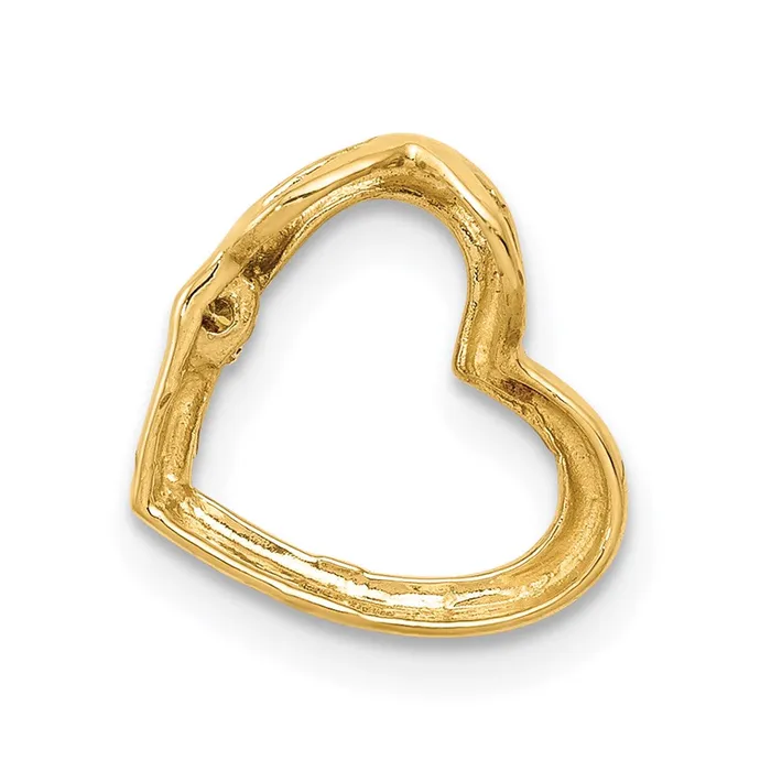 14K Yellow Gold AA Real Diamond Heart Chain Slide Goldia Necklaces