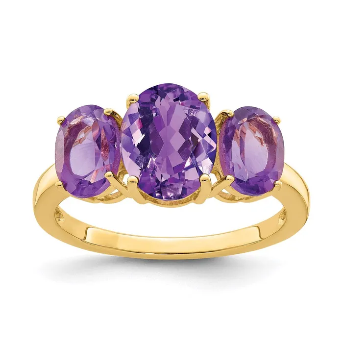 14K Yellow Gold Amethyst Oval Ring Goldia Rings