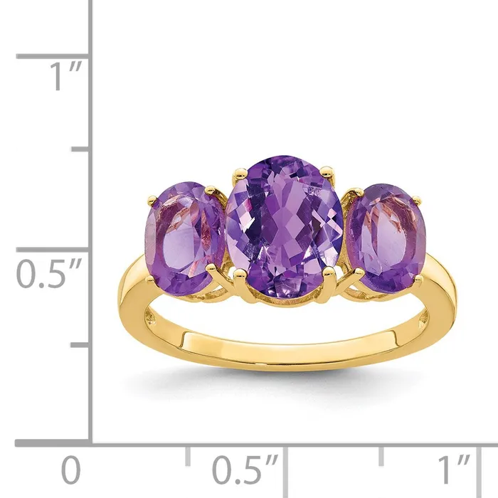 14K Yellow Gold Amethyst Oval Ring Goldia Rings