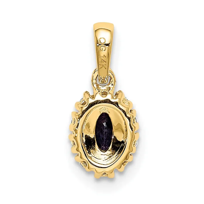 14k Yellow Gold and Rhodium Real Diamond and 32 Sapphire Oval Halo Pendant Goldia Necklaces