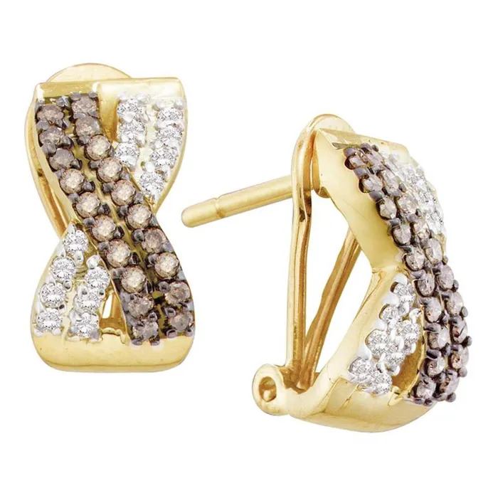 14k Yellow Gold Brown Diamond Crossover Hoop Earrings 12 Cttw gndatlanta Earrings 14k Yellow Gold Brown Diamond Crossover Hoop Earrings 12 Cttw gndatlanta Earrings