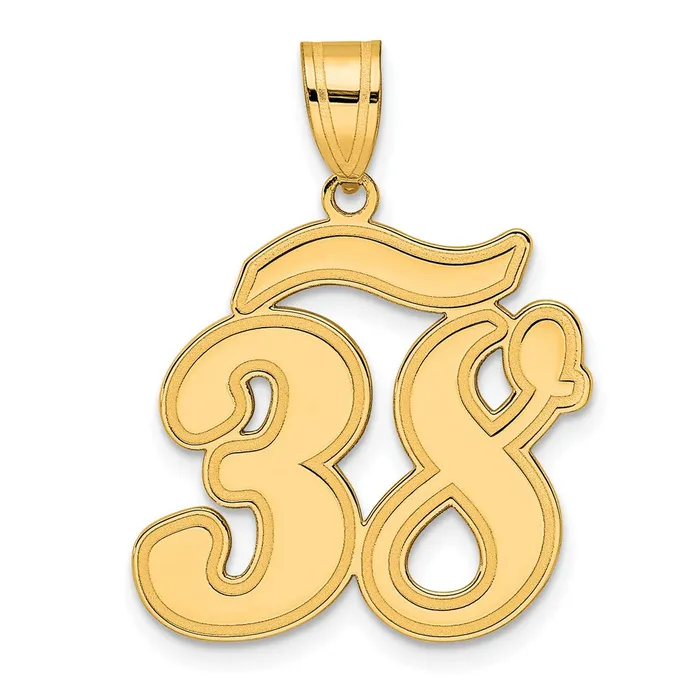 14k Yellow Gold Brushed Border Script Number 38 Pendant Goldia PreStyled Sets 14k Yellow Gold Brushed Border Script Number 38 Pendant Goldia PreStyled Sets