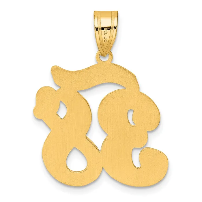 14k Yellow Gold Brushed Border Script Number 38 Pendant Goldia PreStyled Sets