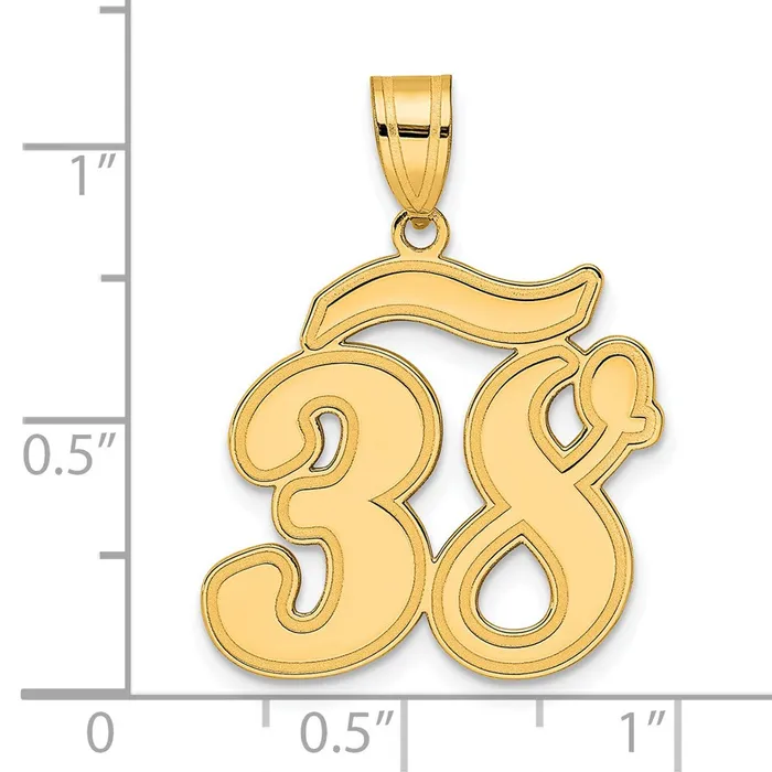 14k Yellow Gold Brushed Border Script Number 38 Pendant Goldia PreStyled Sets