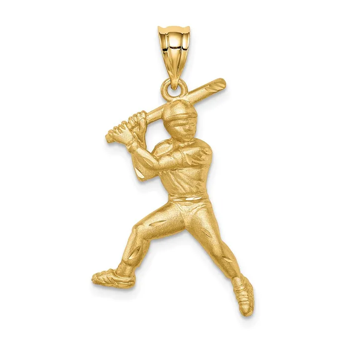 14k Yellow Gold Brushed DC Baseball Player Pendant Goldia PreStyled Sets 14k Yellow Gold Brushed DC Baseball Player Pendant Goldia PreStyled Sets