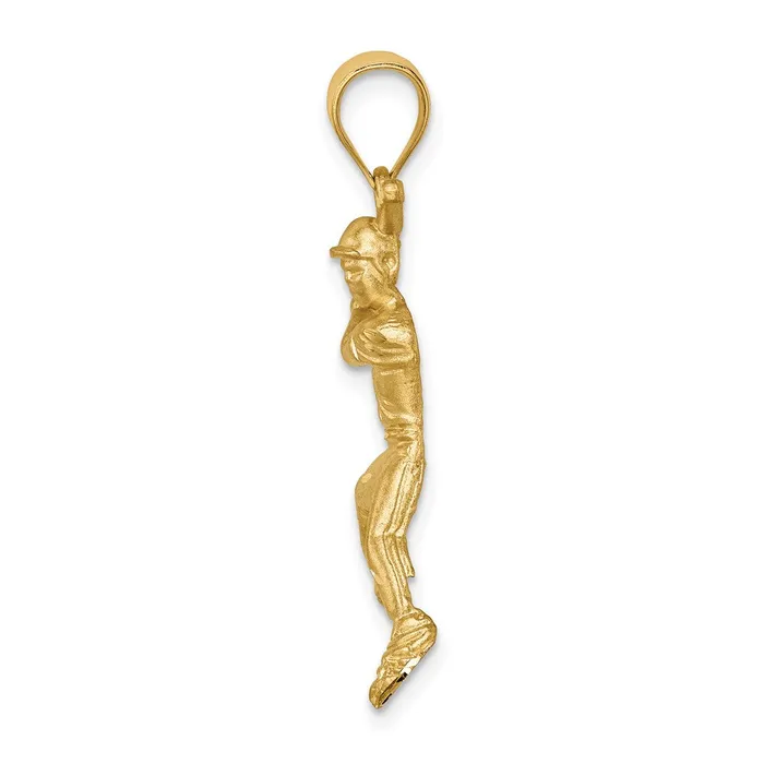 14k Yellow Gold Brushed DC Baseball Player Pendant Goldia PreStyled Sets