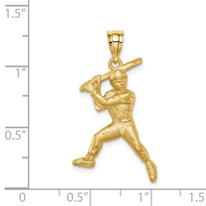 14k Yellow Gold Brushed DC Baseball Player Pendant Goldia PreStyled Sets