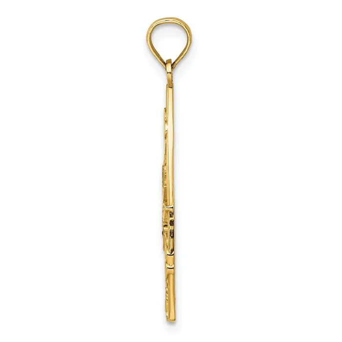 14k Yellow Gold Enamel Dragonfly and Flowers Triangle Charm Goldia Charm Necklaces