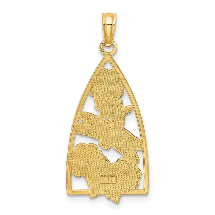 14k Yellow Gold Enamel Dragonfly and Flowers Triangle Charm Goldia Charm Necklaces
